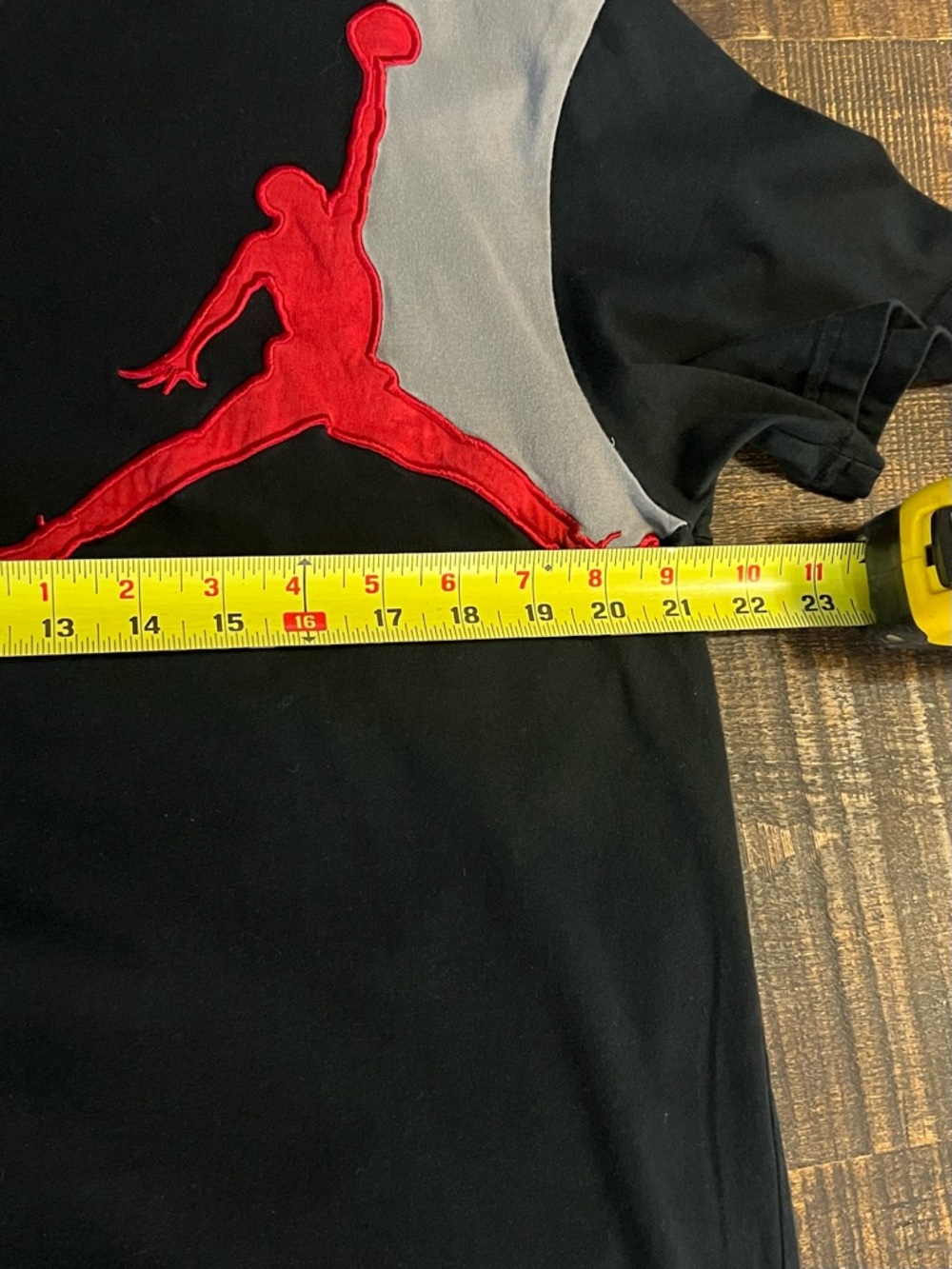 Jordan Men's Black Short Sleeve V-Neck Tee with Red Jumpman and Gray Accent - Picture 5 of 8